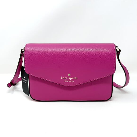 Kate Spade Sadie Envelope Crossbody Purse in Candied Plum Pink Leather k7378 - Picture 1 of 6